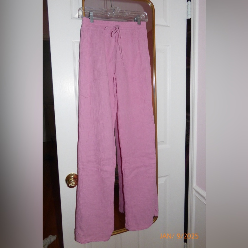 Pink linen pants